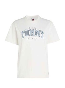 T-Shirt Tommy Jeans Varsity Lux Branco para Mulher