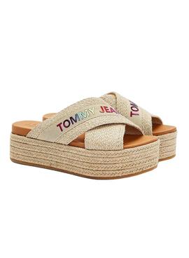 Sandálias Tommy Jeans Rainbow Bege para Mulher