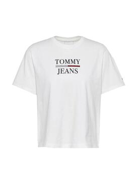 T-Shirt Tommy Jeans Boxy Crop Branco para Mulher