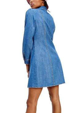 Vestido Tommy Jeans Chambray Azul para Mulher