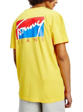 T-Shirt Tommy Jeans Block Graphic Amarelo Homem
