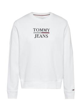 Sweat Tommy Jeans Slim Terry Logo Branco Mulher