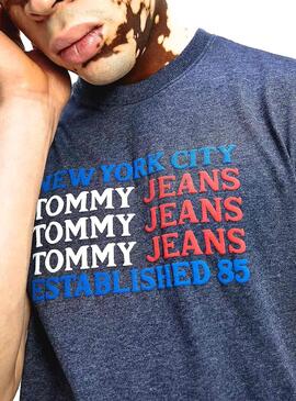 T-Shirt Tommy Jeans Flag Azul para Homem