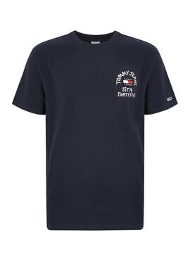 T-Shirt Tommy Jeans Chest Written Azul Marinho Homem