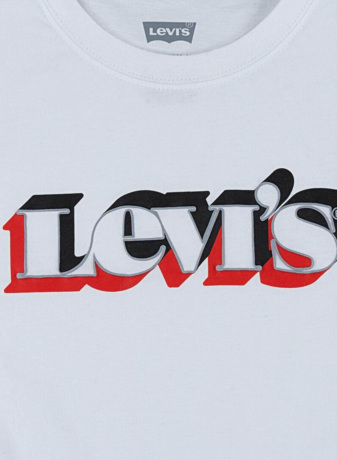 T-Shirt Levis Logo 3D Branco para Menino