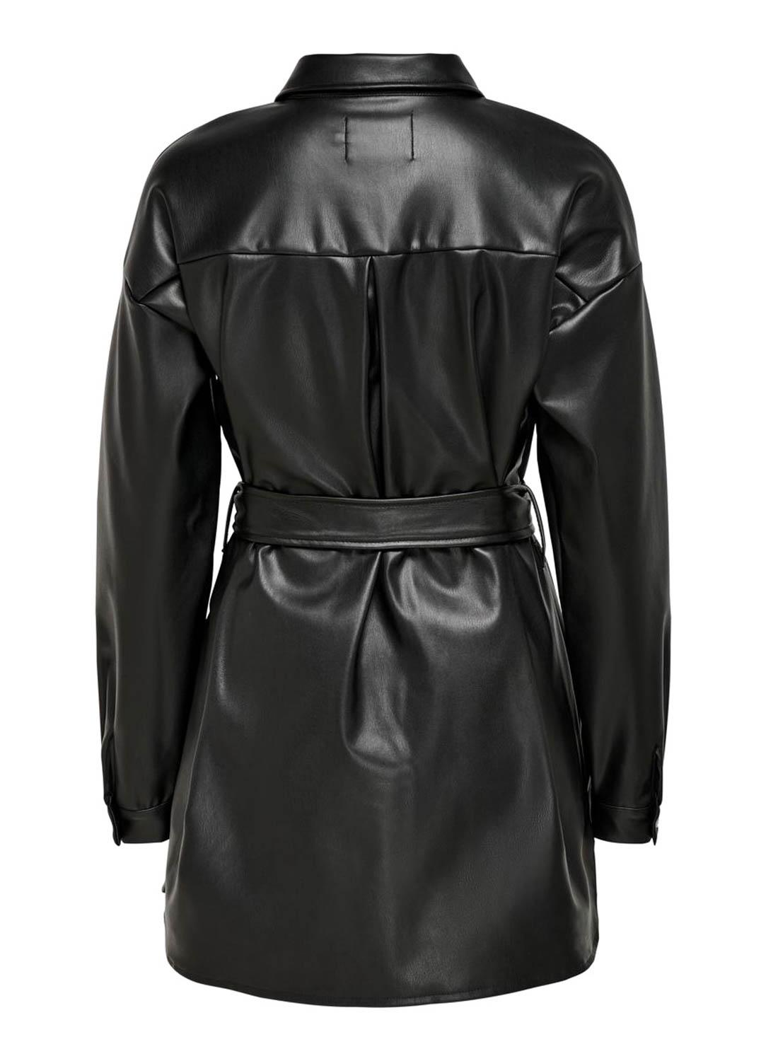 Camisa Only Sheila Faux Leather Preto para Mulher