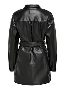 Camisa Only Sheila Faux Leather Preto para Mulher