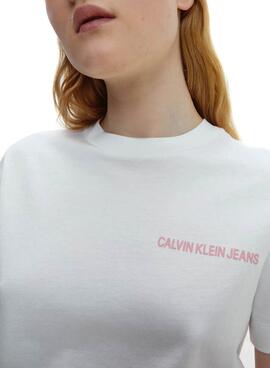 T-Shirt Calvin Klein Jeans Vertical Branco Mulher