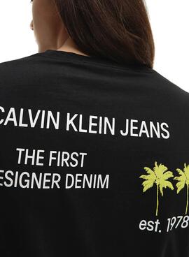 T-Shirt Calvin Klein Palm Print Preto Homem