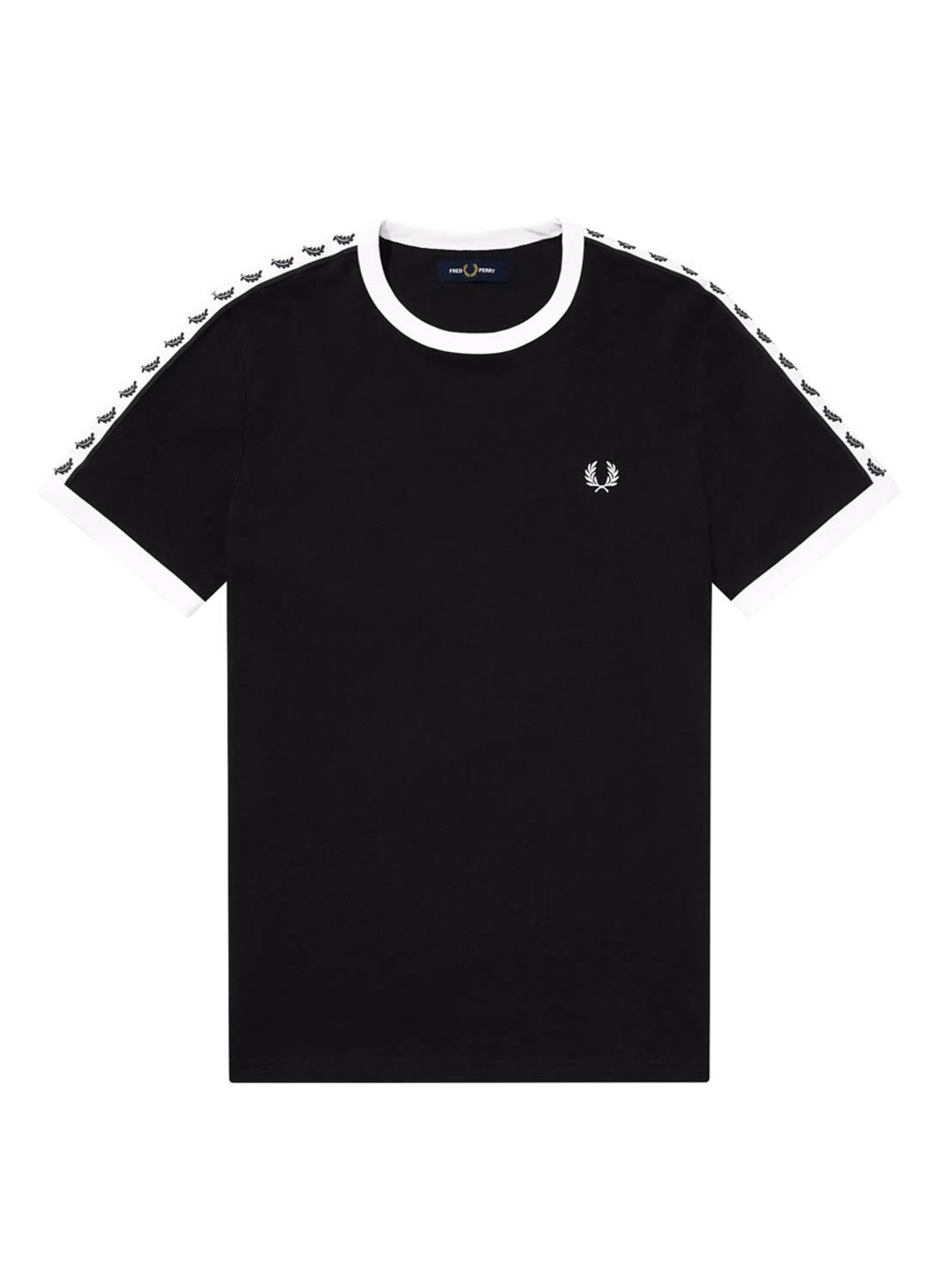 T-Shirt Fred Perry Taped Ringer Preto para Homem