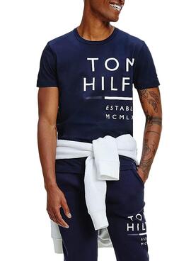 T-Shirt Tommy Hilfiger Wrap Azul Marinho para Homem