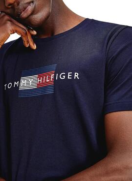 T-Shirt Tommy Hilfiger Lines Azul Marinho para Homem