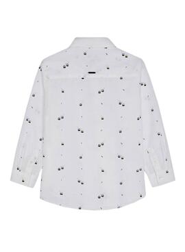 Camisa Mayoral M/L Branco Print para Menino