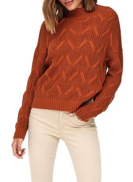 Camisola Only Mette Naranja Knitted para Mulher