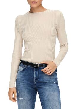 Camisola Only Libi Bege Knitted para Mulher