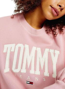 Sweat Tommy Jeans Collegiate Rosa para Mulher