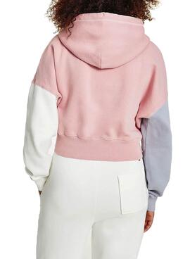 Sweat Tommy Jeans Collegiate Rosa Block Cropped para Mulher