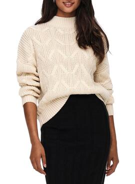 Camisola Only Mette Beige Knitted para Mulher