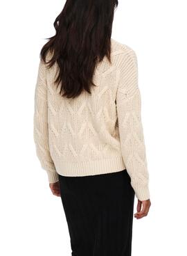 Camisola Only Mette Beige Knitted para Mulher