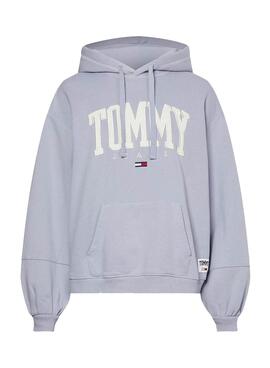 Sweat Tommy Jeans Collegiate Lila Capuz Mulher