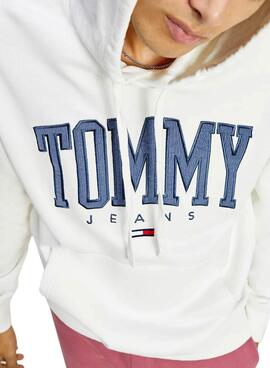 Sweat Tommy Jeans Collegiate Branco Capuz