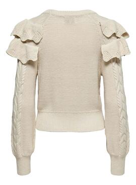 Camisola Only Lisani Life Beige Voltantes para Mulher