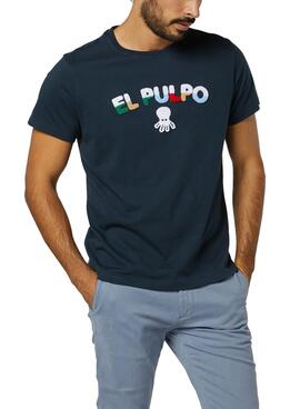 T-Shirt El Pulpo Letras Toalha Fifty Azul Marinho Homem