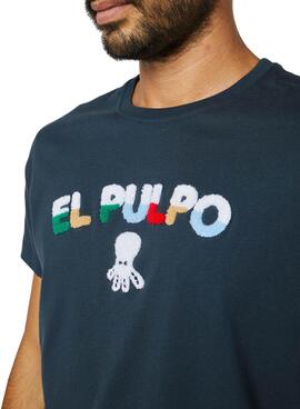 T-Shirt El Pulpo Letras Toalha Fifty Azul Marinho Homem