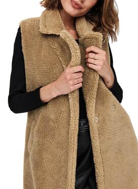 Colete Only Evelin Teddy Camel para Mulher