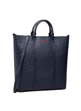 Bolsa Tommy Jeans Tote Emboss Azul para Mulher
