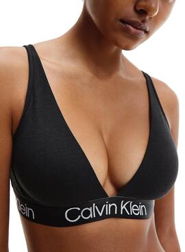 Top Calvin Klein Lined Triangle Preto Para Mulher