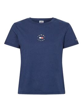 T-Shirt Tommy Jeans Slim Tiny Azul Marinho para Mulher