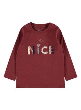 T-Shirt Name It Rama Bordeaux Be Nice para Menina