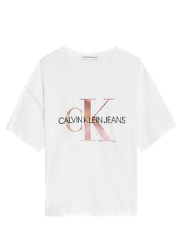 T-Shirt Calvin Klein Distorted Branco para Menina