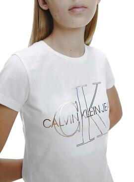 T-Shirt Calvin Klein Monogram  Contorno Branco Menina