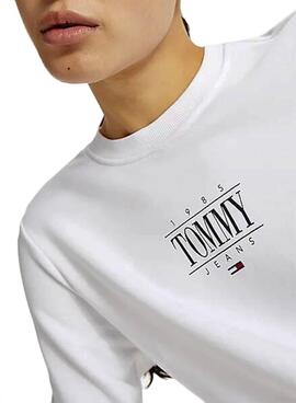 Sweat Tommy Jeans Essential Logo Branco Mulher