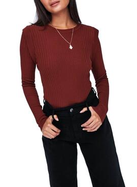Camisola Only Libi Marrom Knitted para Mulher
