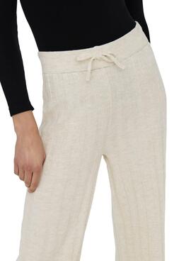 Pantalon Only New Tessa Knitted Bege para Mulher