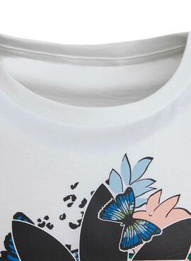 T-Shirt Adidas Studio London Flores Branco Menina