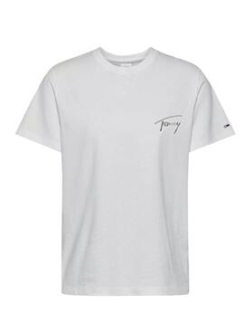 T-Shirt Tommy Jeans Signature Tommy Branco Mulher
