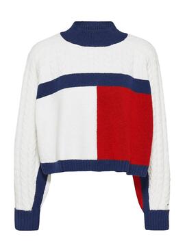 Camisola Tommy Jeans Crop Flag Para Mulher