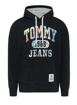 Sweat Tommy Jeans College Tie Dye Preto Homem