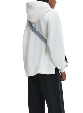 Sweat Calvin Klein Logo Oversize Branco Mulher