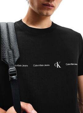 T-Shirt Calvin Klein Repeat Logo Preto Homem