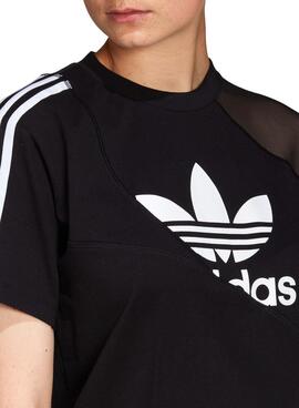 T-Shirt Adidas Split Trefoil Preto para Mulher