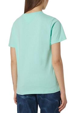 T-Shirt Tommy Jeans Assinatura Verde para Mulher