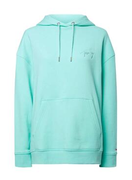 Sweat Tommy Jeans Signature Verde para Mulher
