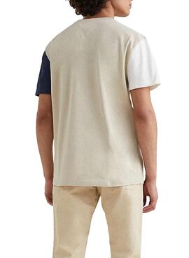 T-Shirt Tommy Jeans Contrast Bege para Homem