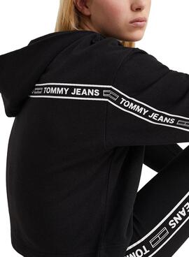 Sweat Tommy Jeans Bxy Crop Taping Preto Mulher