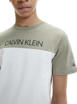 T-Shirt Calvin Klein Cor Block branco para Menino